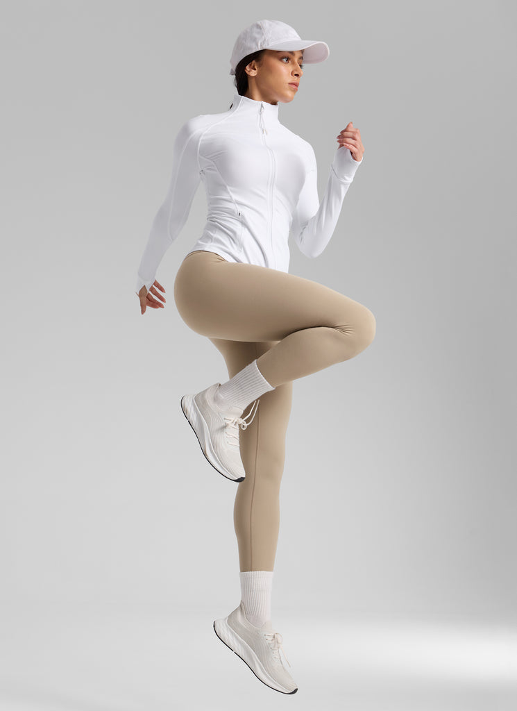 CRZ YOGA Women's Thermal Fleece Lined Casual High Rise Legging 25'' Light Lavender