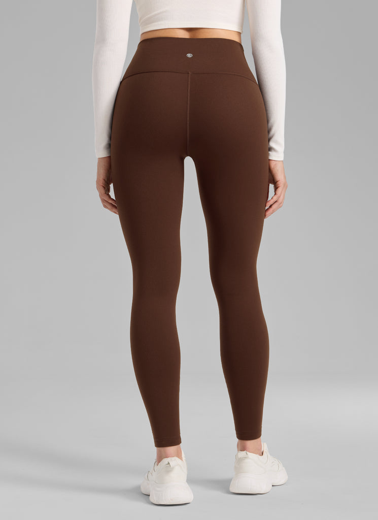 CRZ YOGA Women's Fleece Lined Casual High Rise Legging 28'' Lava Brown