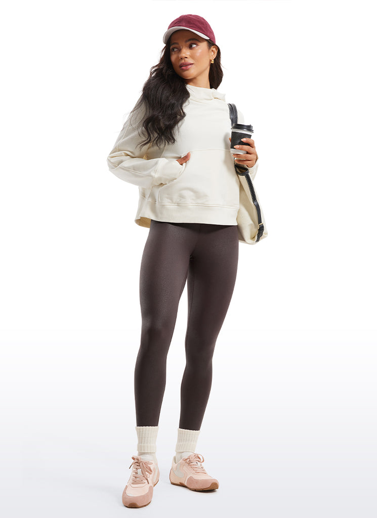 CRZ YOGA Women Butterluxe Matte Faux Leather Leggings 25'' Black Foil Pattern