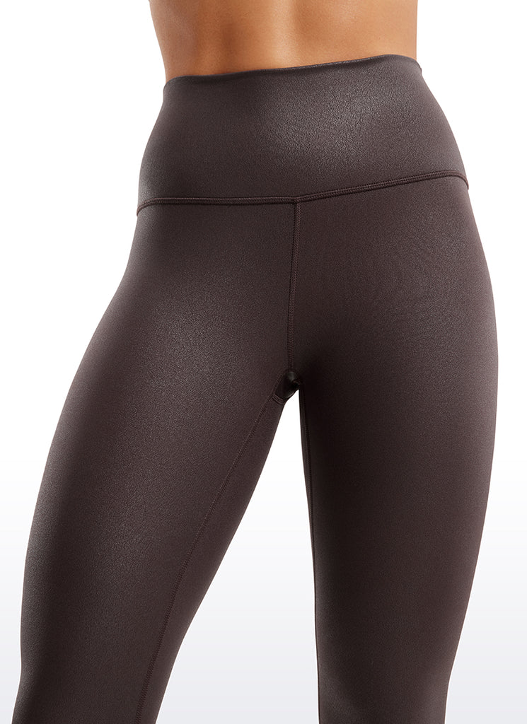 CRZ YOGA Women Butterluxe Matte Faux Leather Leggings 25'' Black Foil Pattern