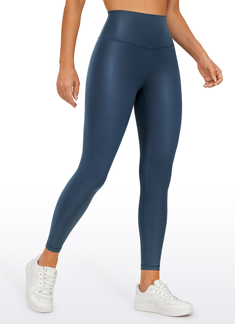 CRZ YOGA Women Butterluxe Matte Faux Leather Leggings 25'' FRENCH NAVY Classic Pattern @model_info:Deni