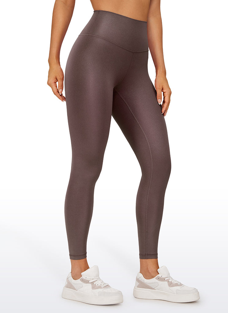 CRZ YOGA Women Butterluxe Matte Faux Leather Leggings 25'' Taupe Classic Pattern