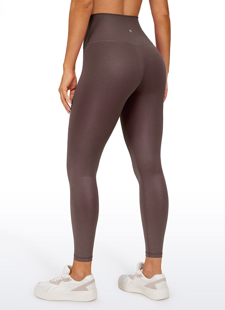CRZ YOGA Women Butterluxe Matte Faux Leather Leggings 25'' Taupe Classic Pattern