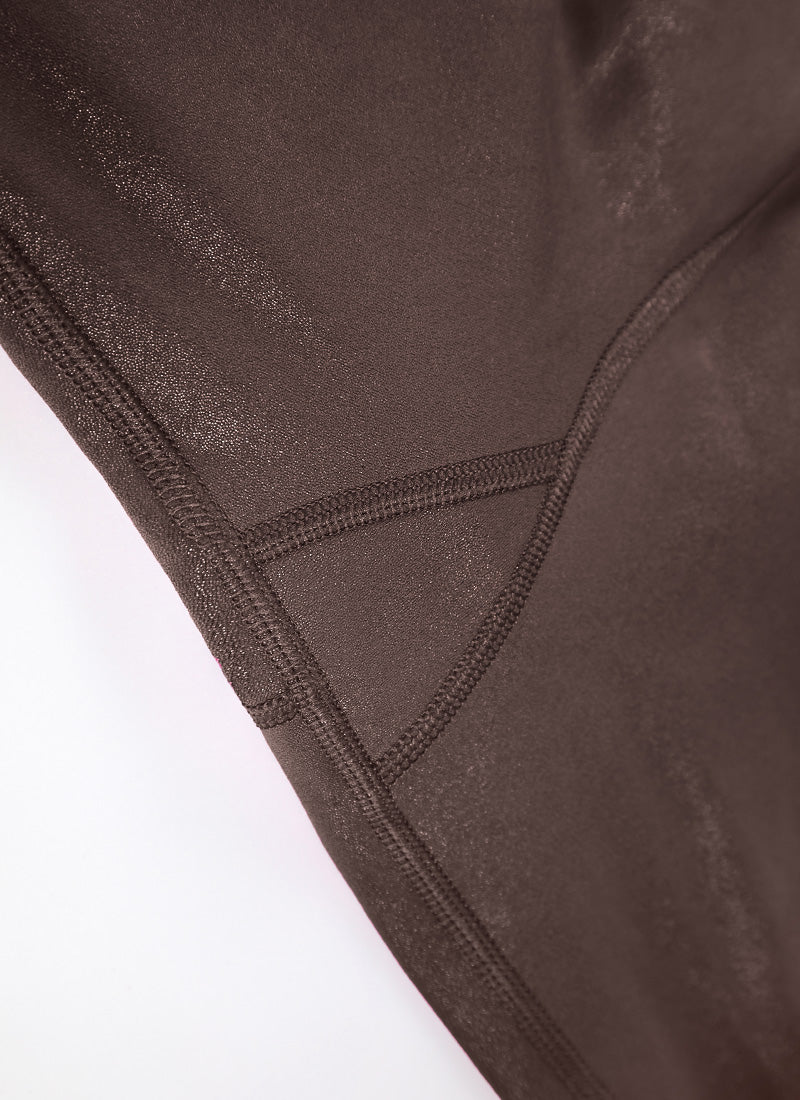 CRZ YOGA Women Butterluxe Matte Faux Leather Leggings 25'' Taupe Classic Pattern @model_info:Deni
