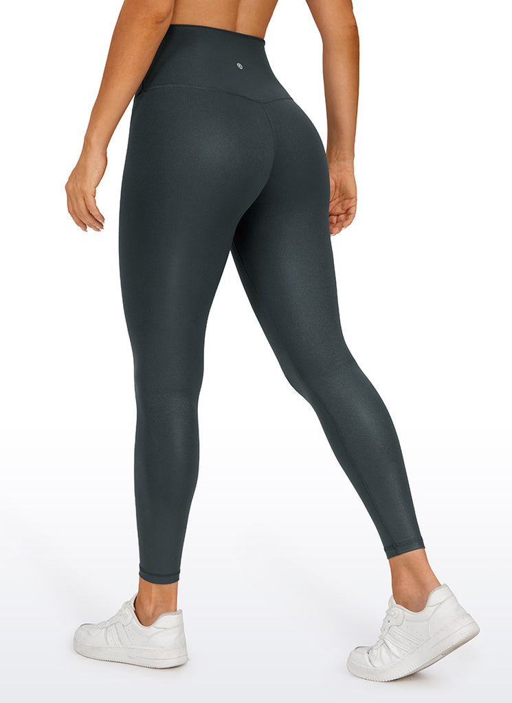 CRZ YOGA Women Butterluxe Matte Faux Leather Leggings 25'' Melanite Classic