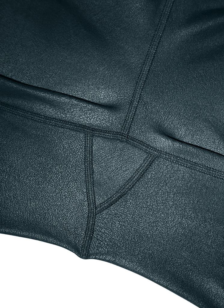 CRZ YOGA Women Butterluxe Matte Faux Leather Leggings 25'' Forest Dark Green Foil Pattern