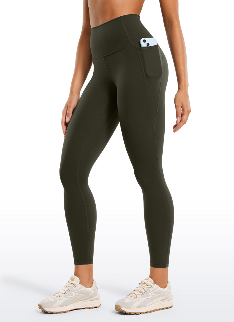 CRZ YOGA Women's Yoga Lounge High Rise Butterluxe Pocket Leggings 25'' Olive Green