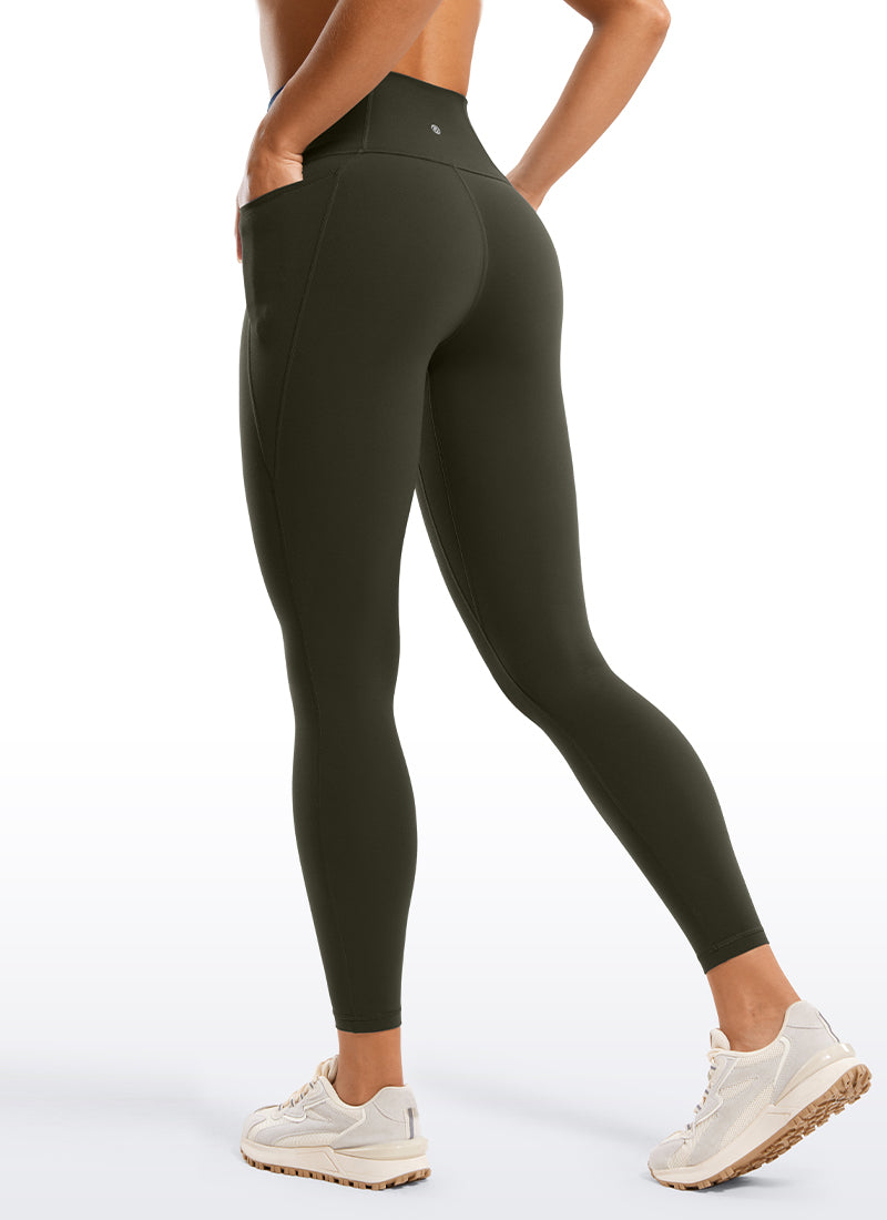 CRZ YOGA Women's Yoga Lounge High Rise Butterluxe Pocket Leggings 25'' Olive Green @model_info:F