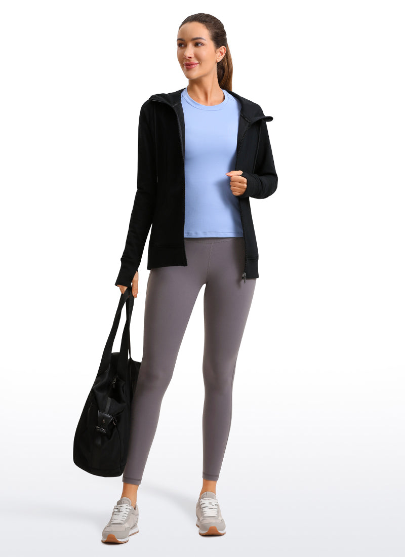 CRZ YOGA Women's Yoga Lounge High Rise Butterluxe Pocket Leggings 25'' Meteorites Black