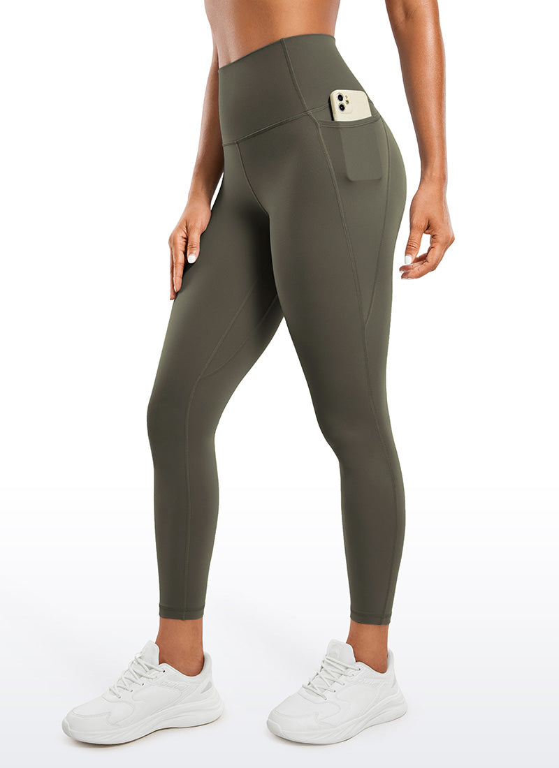 CRZ YOGA Women's Yoga Lounge High Rise Butterluxe Pocket Leggings 25'' Light Army Green @model_info:Gigi