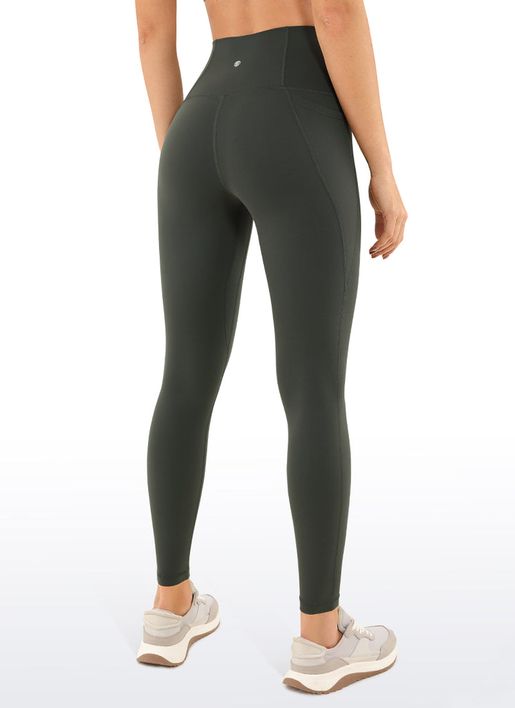 CRZ YOGA Women's Yoga Lounge High Rise Butterluxe Pocket Leggings 25'' Dark Green