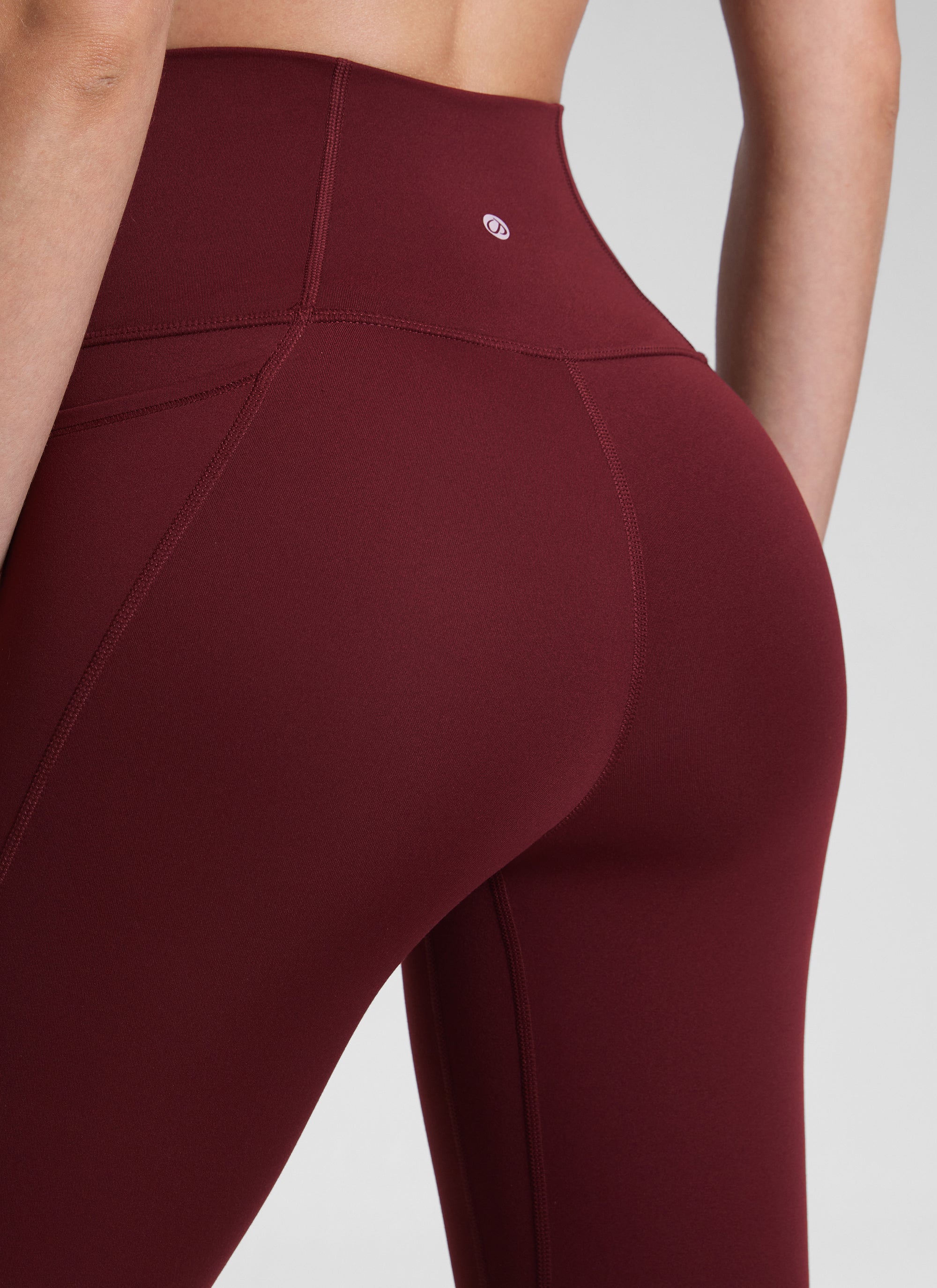 CRZ YOGA Women's Yoga Lounge High Rise Butterluxe Pocket Leggings 25'' Red Merlot @model_info:Malisa