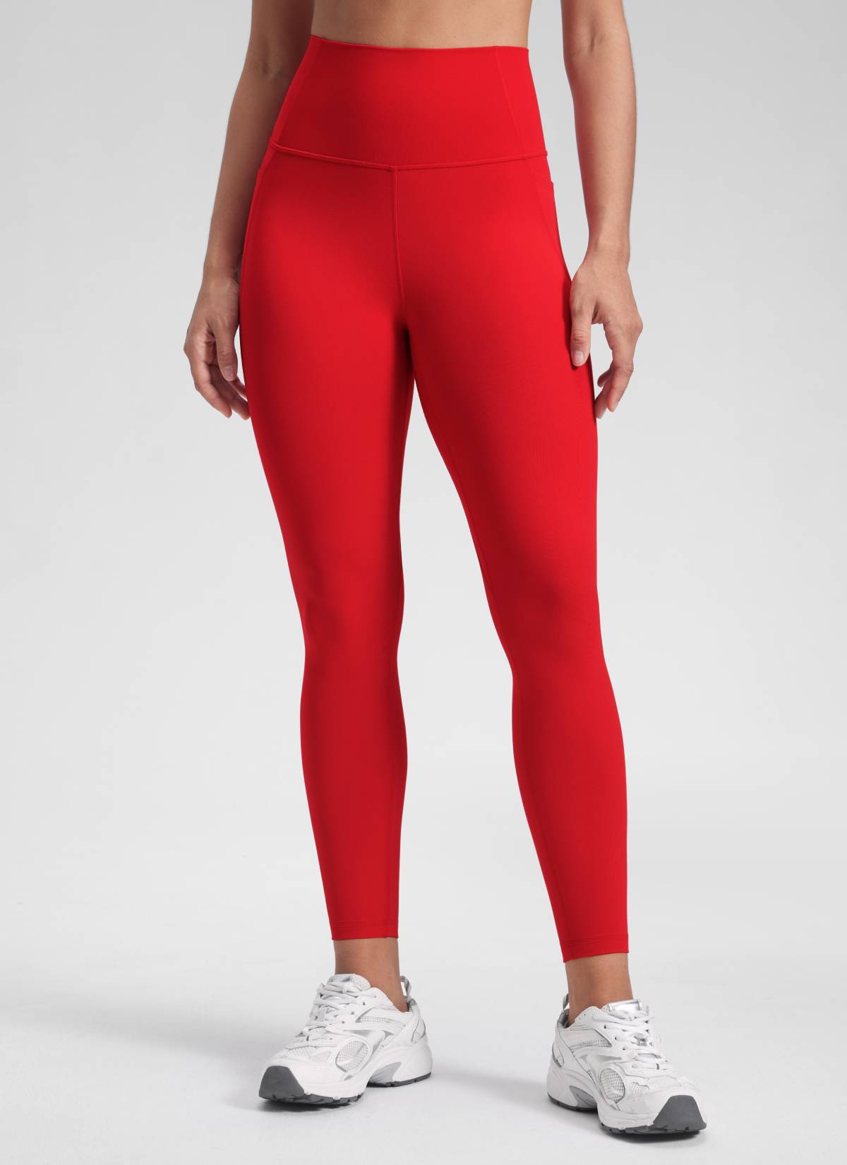 CRZ YOGA Women's Yoga Lounge High Rise Butterluxe Pocket Leggings 25'' Red Chili @model_info:Winma