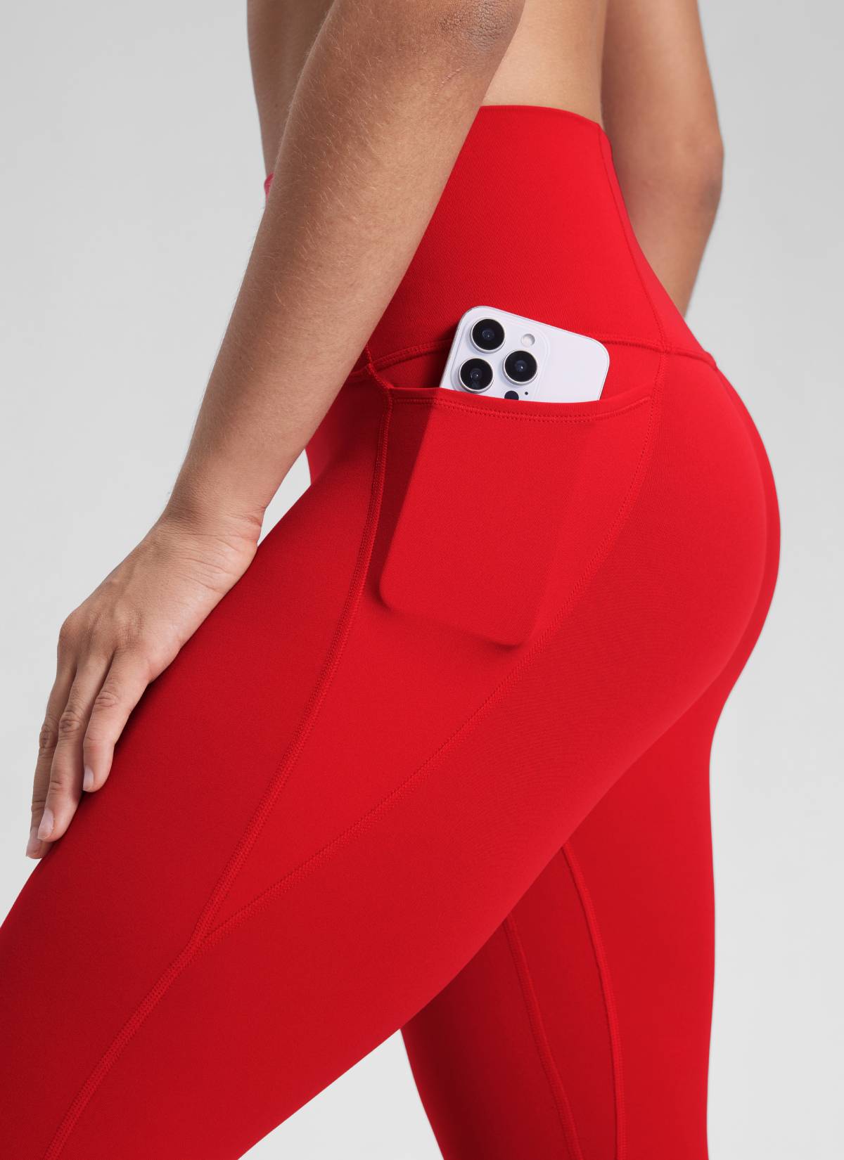 CRZ YOGA Women's Yoga Lounge High Rise Butterluxe Pocket Leggings 25'' Red Chili @model_info:Winma