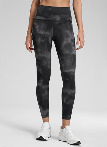 CRZ YOGA Women's Yoga Lounge High Rise Butterluxe Pocket Leggings 25'' Grey Tie Dye Flowers