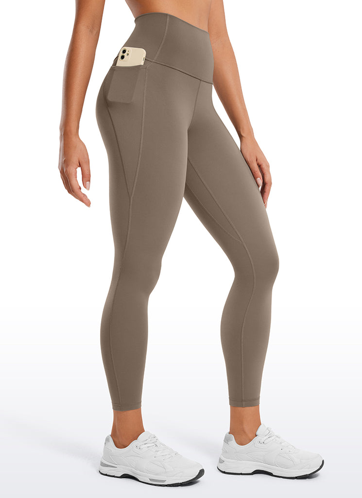CRZ YOGA Women's Yoga Lounge High Rise Butterluxe Pocket Leggings 25'' Taupe