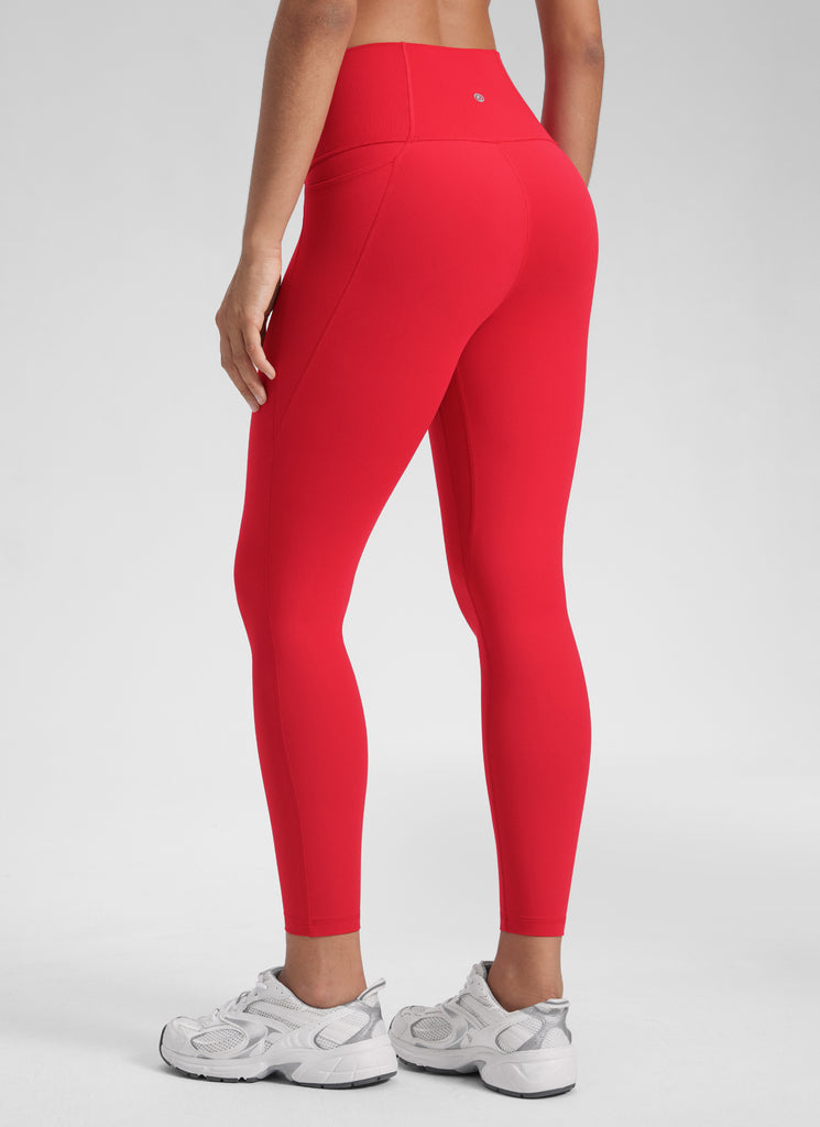 CRZ YOGA Women's Yoga Lounge High Rise Butterluxe Pocket Leggings 25'' Red Merlot