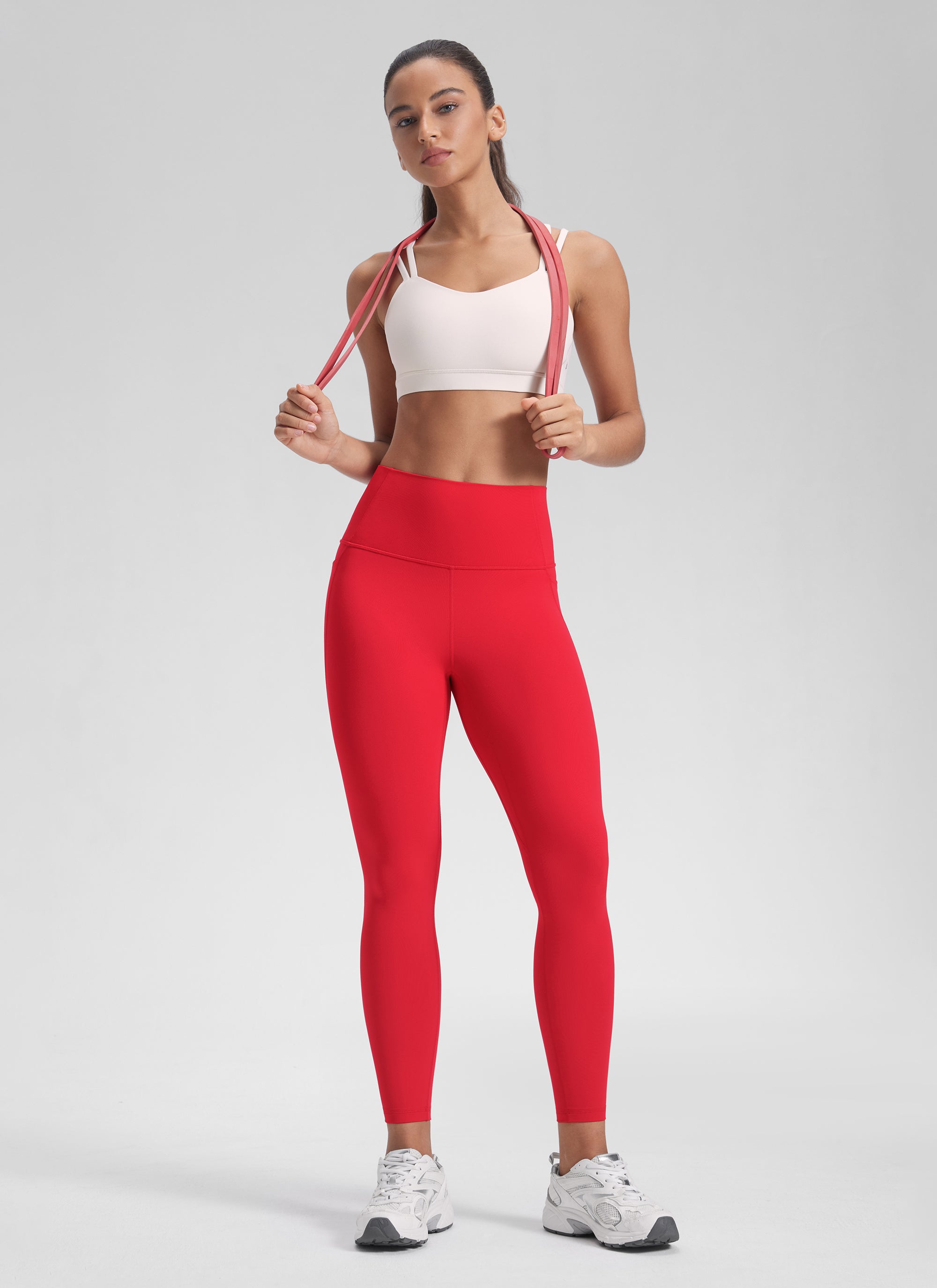 CRZ YOGA Women's Yoga Lounge High Rise Butterluxe Pocket Leggings 25'' Aurora Red @model_info:Winama