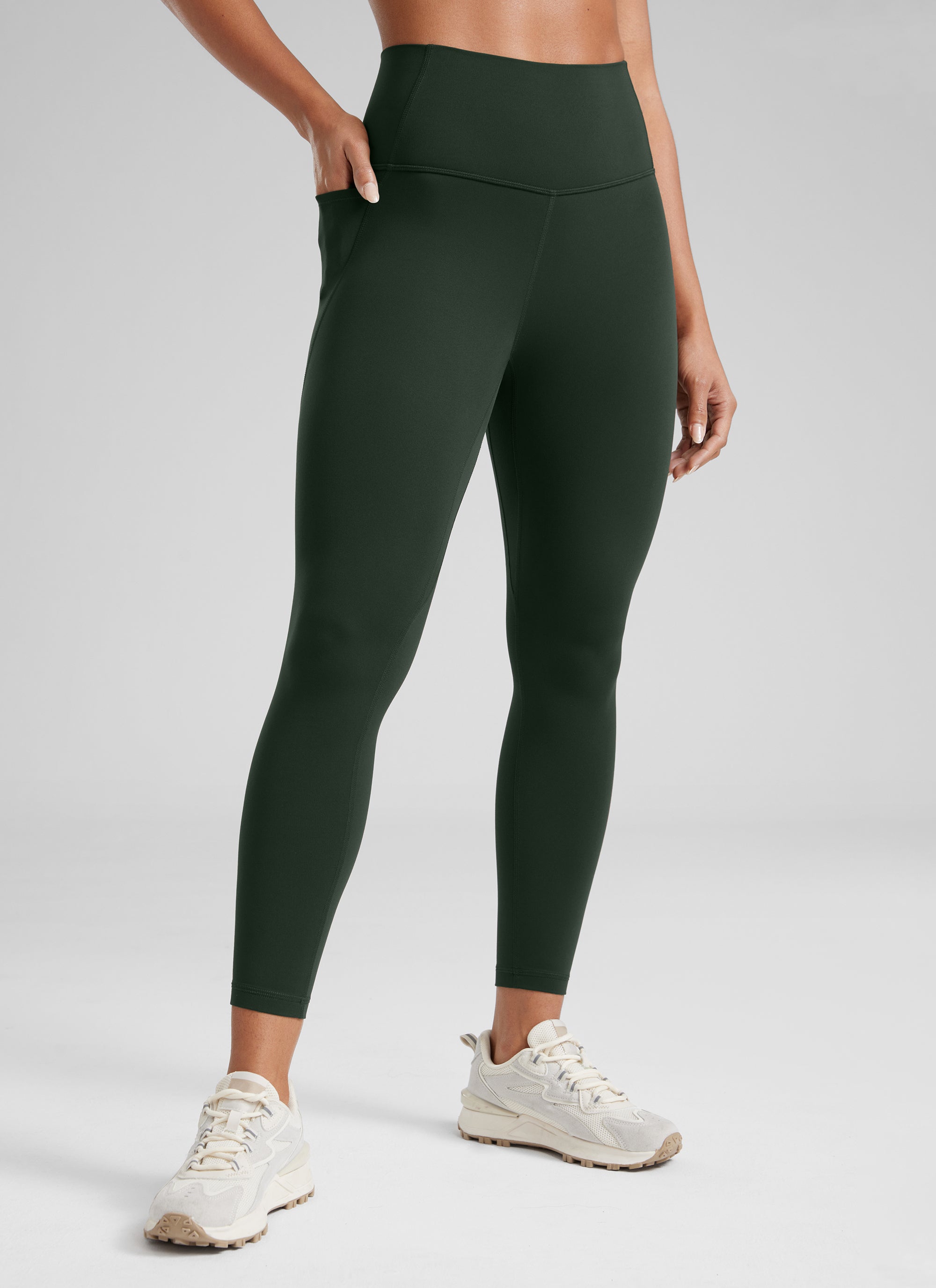 CRZ YOGA Women's Yoga Lounge High Rise Butterluxe Pocket Leggings 25'' Legend Green @model_info:Crystal