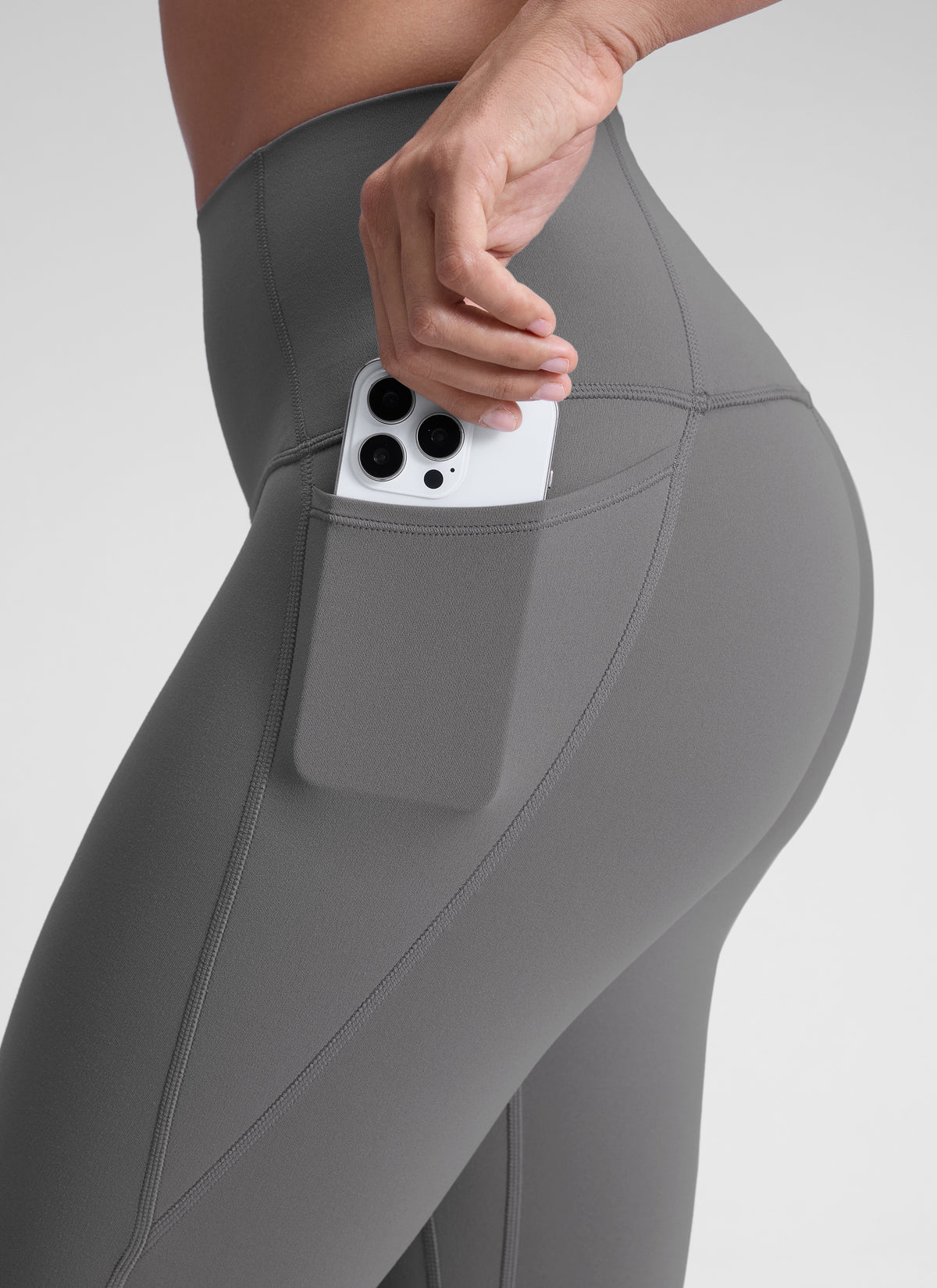 CRZ YOGA Women's Yoga Lounge High Rise Butterluxe Pocket Leggings 25'' Ash Grey @model_info:D