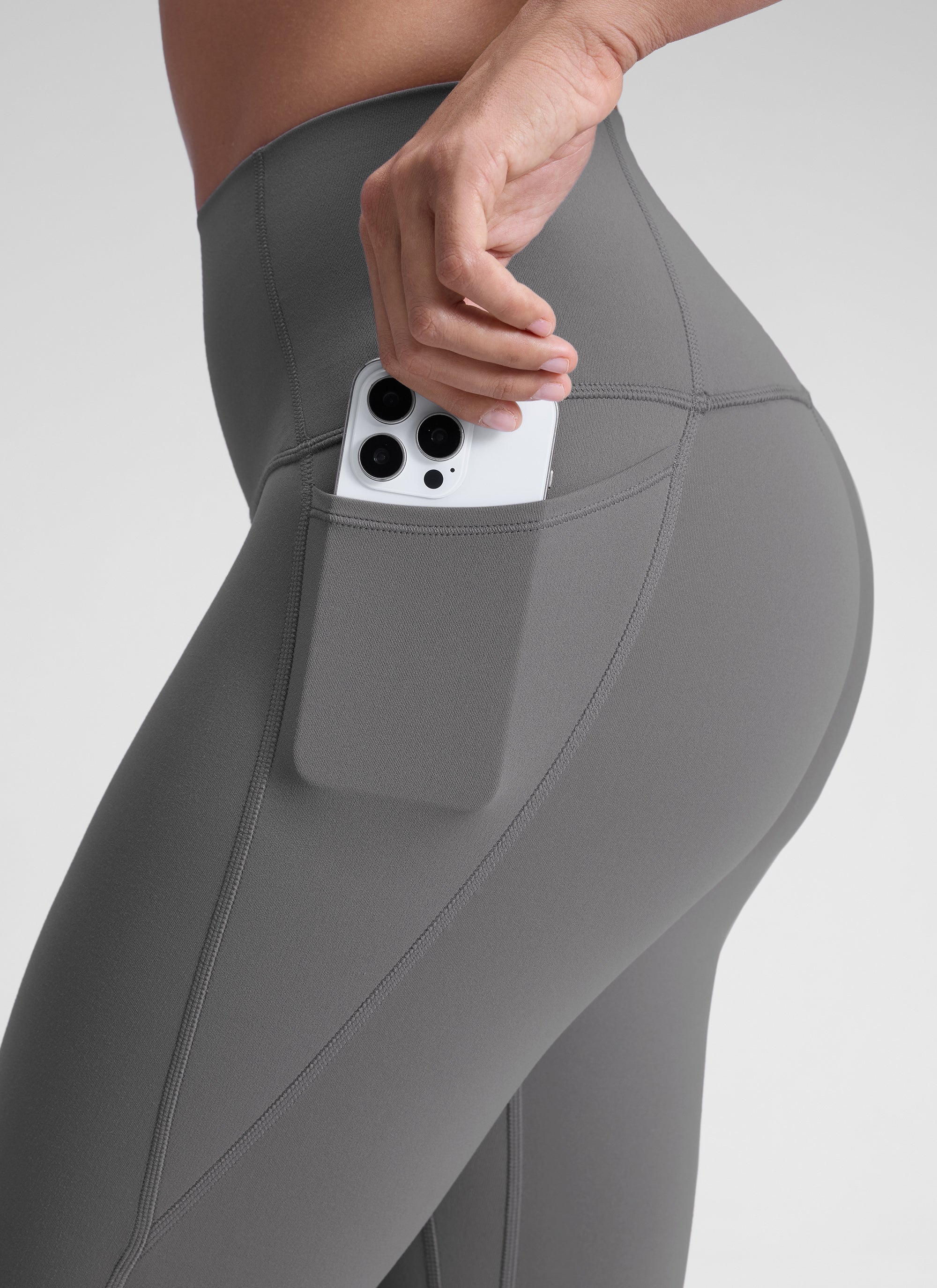 CRZ YOGA Women's Yoga Lounge High Rise Butterluxe Pocket Leggings 25'' Ash Grey