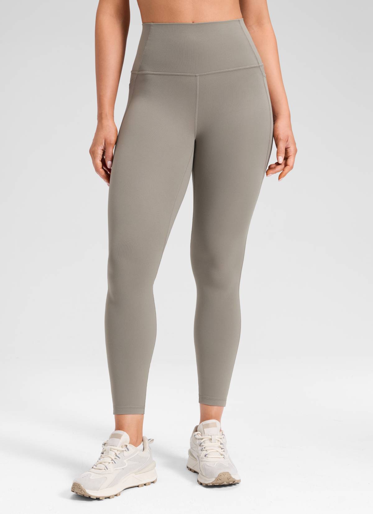 CRZ YOGA Women's Yoga Lounge High Rise Butterluxe Pocket Leggings 25'' Warm Ash Grey @model_info:Mariana