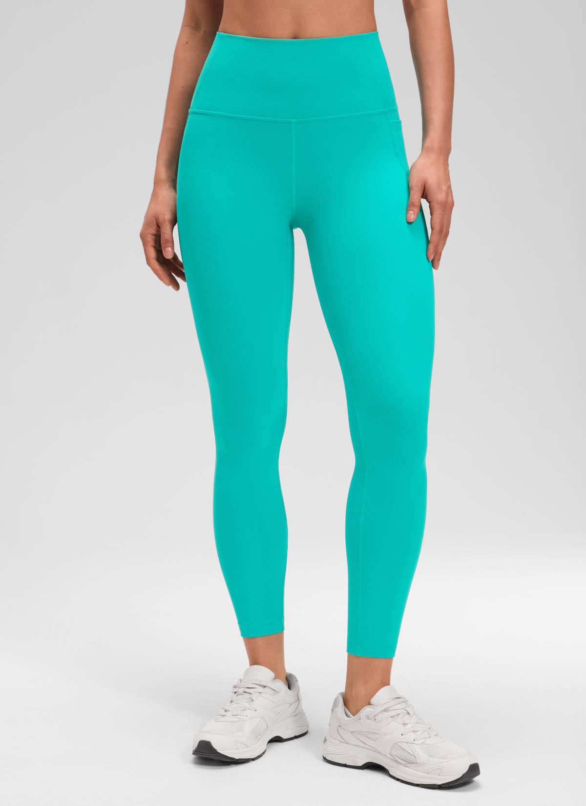 CRZ YOGA Women's Yoga Lounge High Rise Butterluxe Pocket Leggings 25'' Tropics Teal @model_info:Larissa