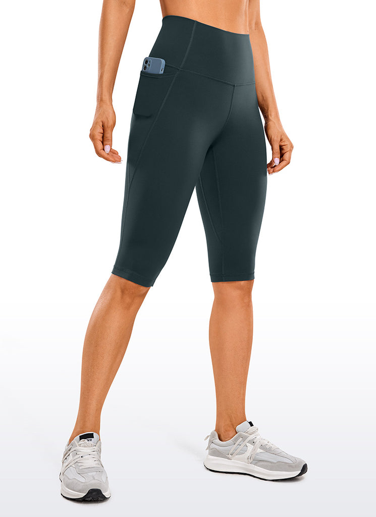 CRZ YOGA Women's Butterluxe Knee Length Pockets Capri Leggings 13" French Navy