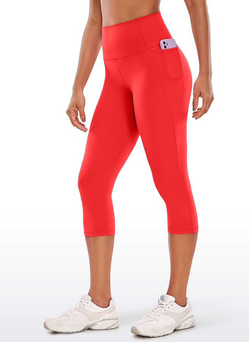 CRZ YOGA Womens Butterluxe High Waist Pockets Capri Leggings 19'' Deep Red @model_info:Gigi