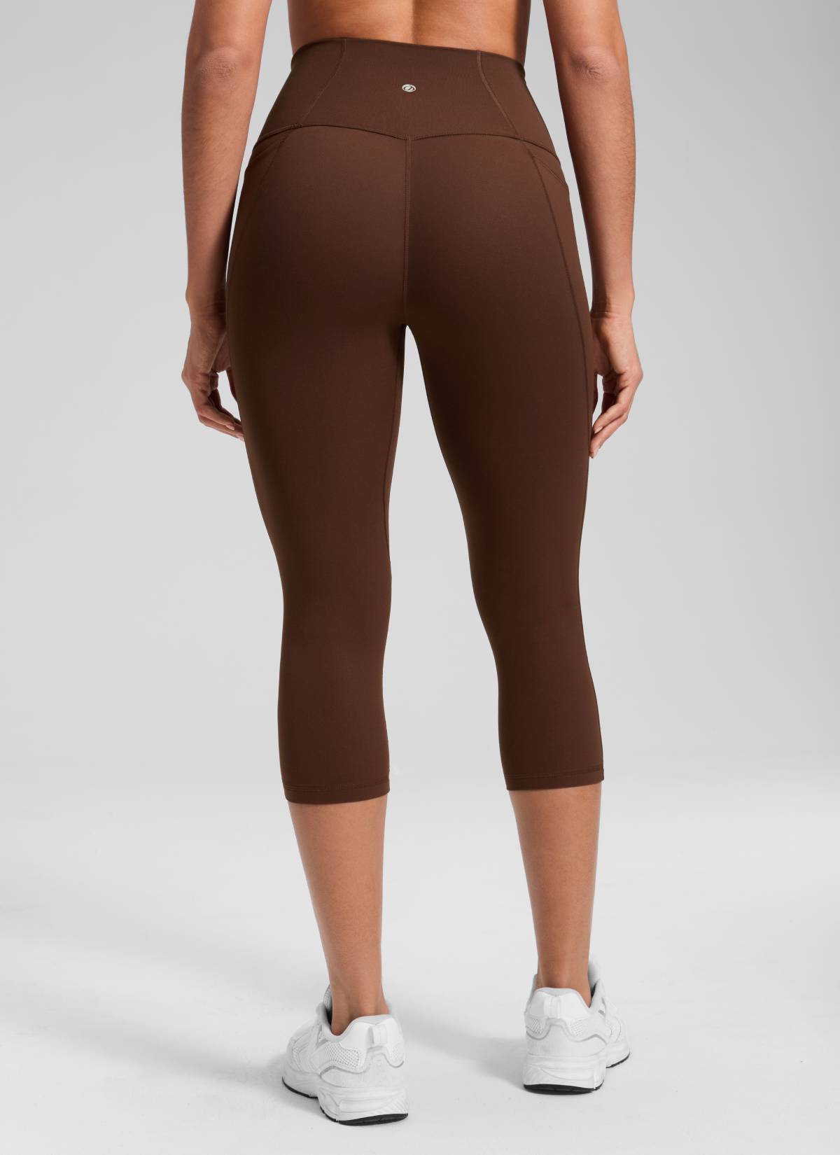 CRZ YOGA Womens Butterluxe High Waist Pockets Capri Leggings 19'' Lava Brown @model_info:Dany