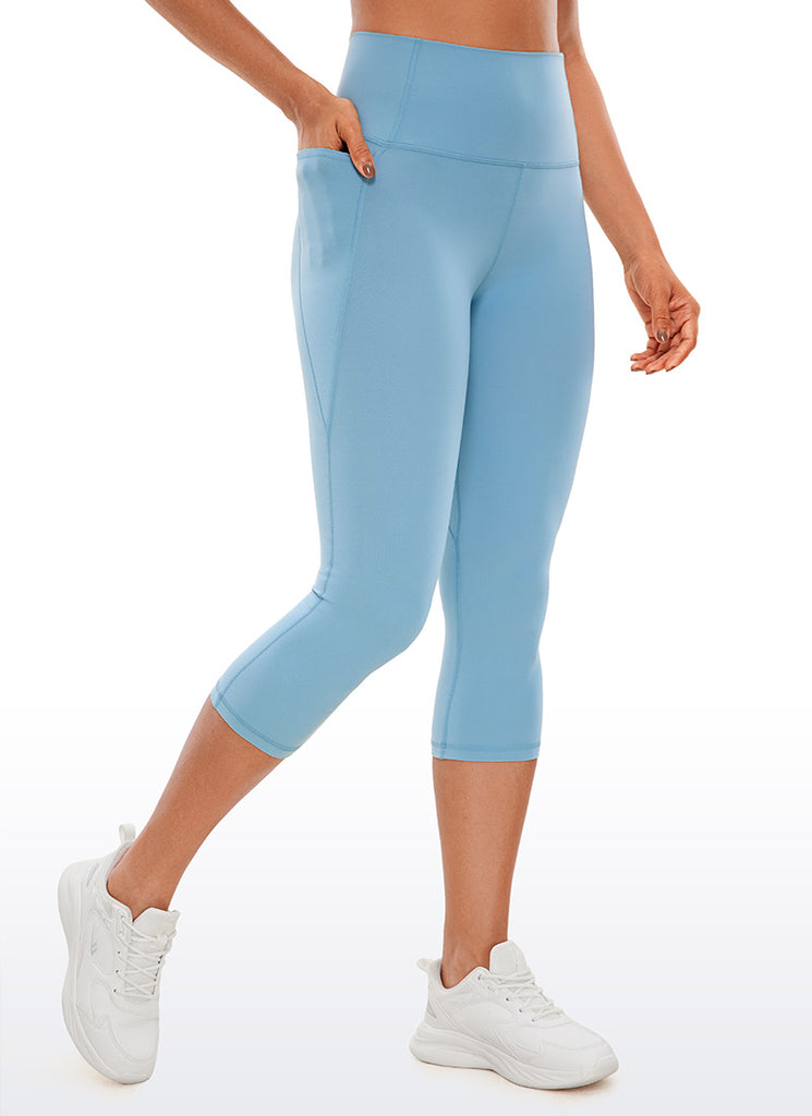 CRZ YOGA Womens Butterluxe High Waist Pockets Capri Leggings 19'' Taupe