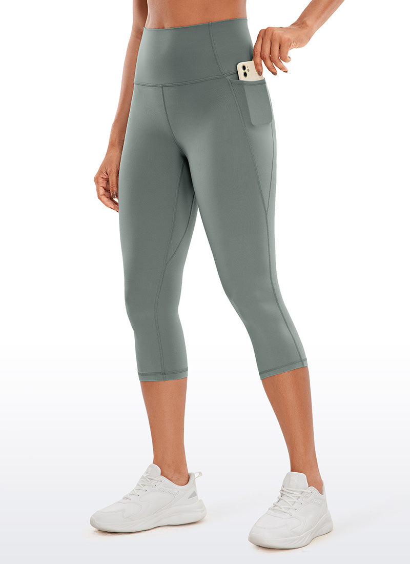 CRZ YOGA Womens Butterluxe High Waist Pockets Capri Leggings 19'' Grey Sage @model_info:Gigi