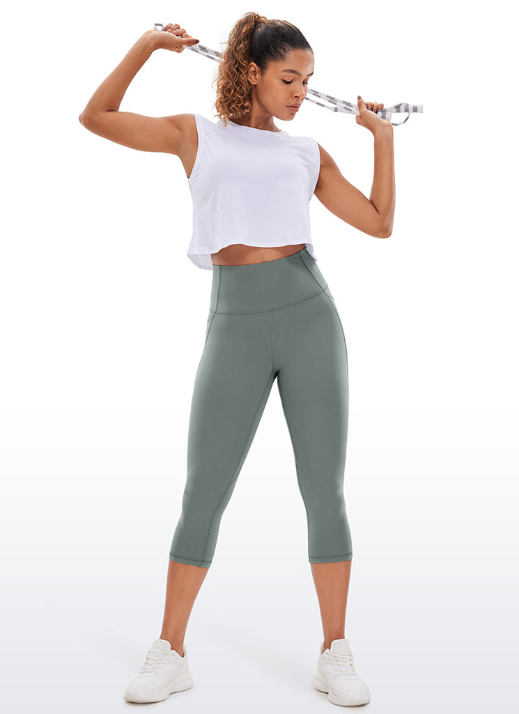 CRZ YOGA Womens Butterluxe High Waist Pockets Capri Leggings 19'' Dark Red