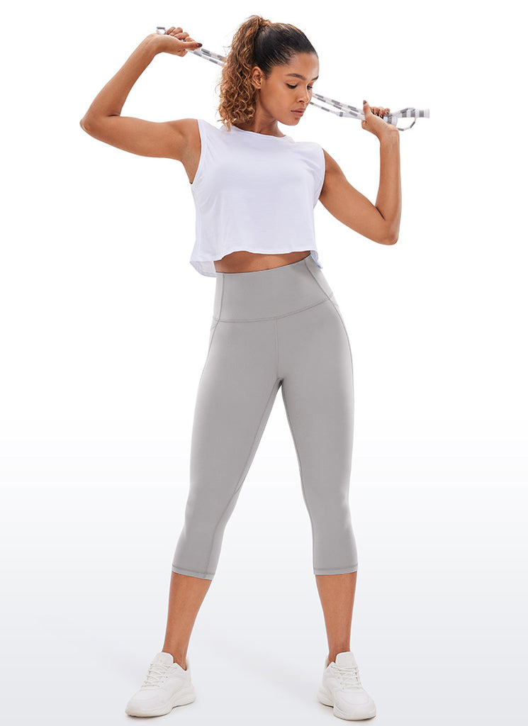 CRZ YOGA Womens Butterluxe High Waist Pockets Capri Leggings 19'' Dark Red