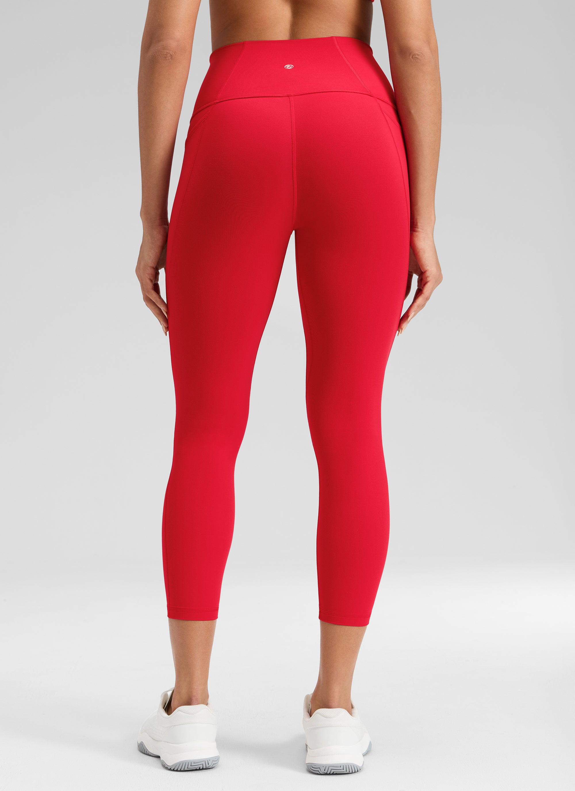 CRZ YOGA Womens Butterluxe High Waist Pockets Capri Leggings 23'' Aurora Red @model_info:Dany