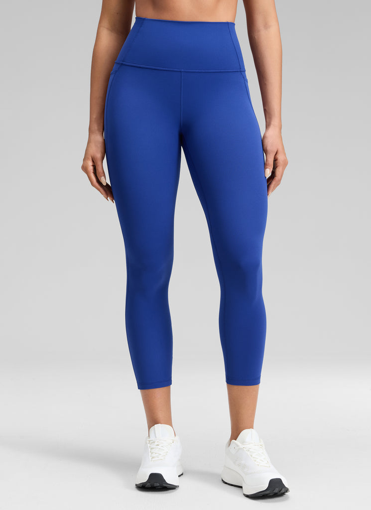 CRZ YOGA Womens Butterluxe High Waist Pockets Capri Leggings 23'' Black Tie Dye Flowers