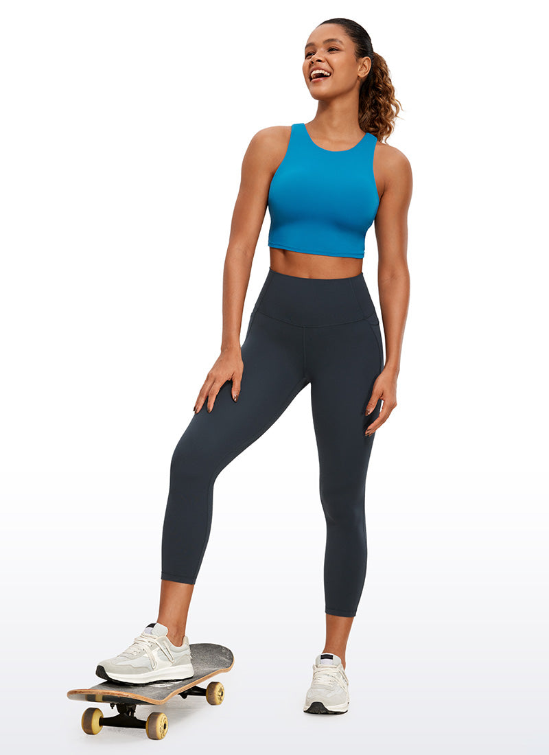 CRZ YOGA Womens Butterluxe High Waist Pockets Capri Leggings 23'' True Navy @model_info:Gigi