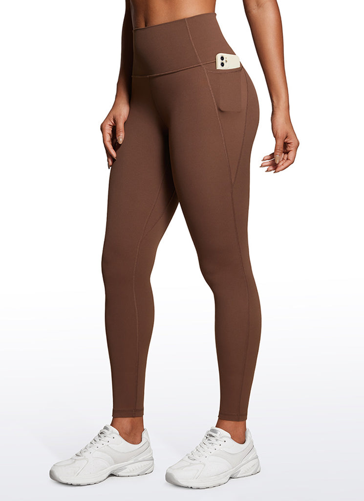CRZ YOGA Womens Butterluxe Pockets Workout Leggings 28" Coffee Brown