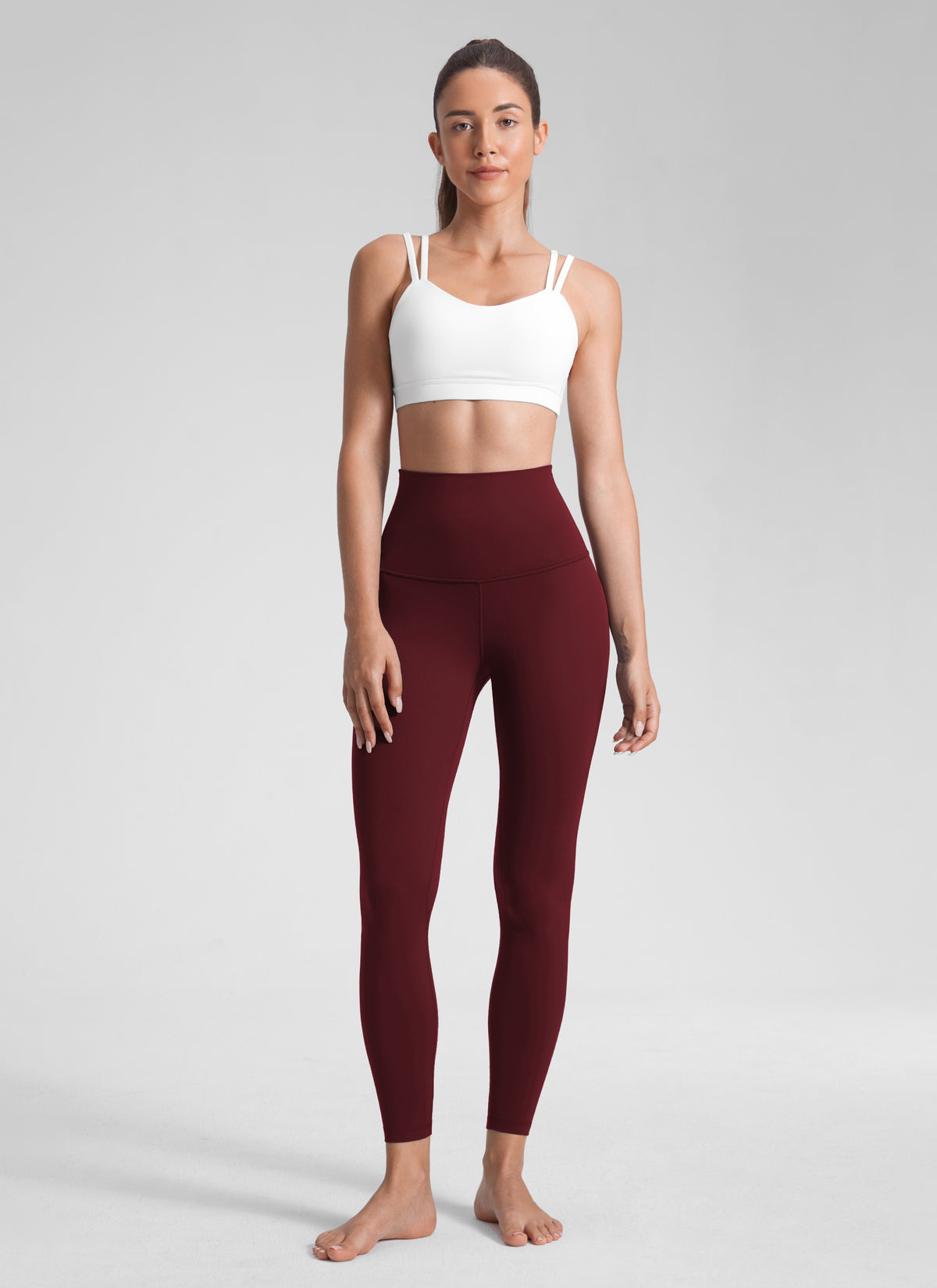 CRZ YOGA Women's Lounge Super High Rise Butterluxe Yoga Leggings 25'' Red Merlot @model_info:Malisa