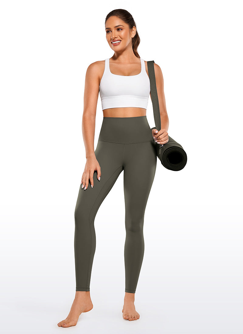 CRZ YOGA Women's Yoga Super High Waist Butterluxe Yoga Leggings 28'' Light Army Green @model_info:Cesilia
