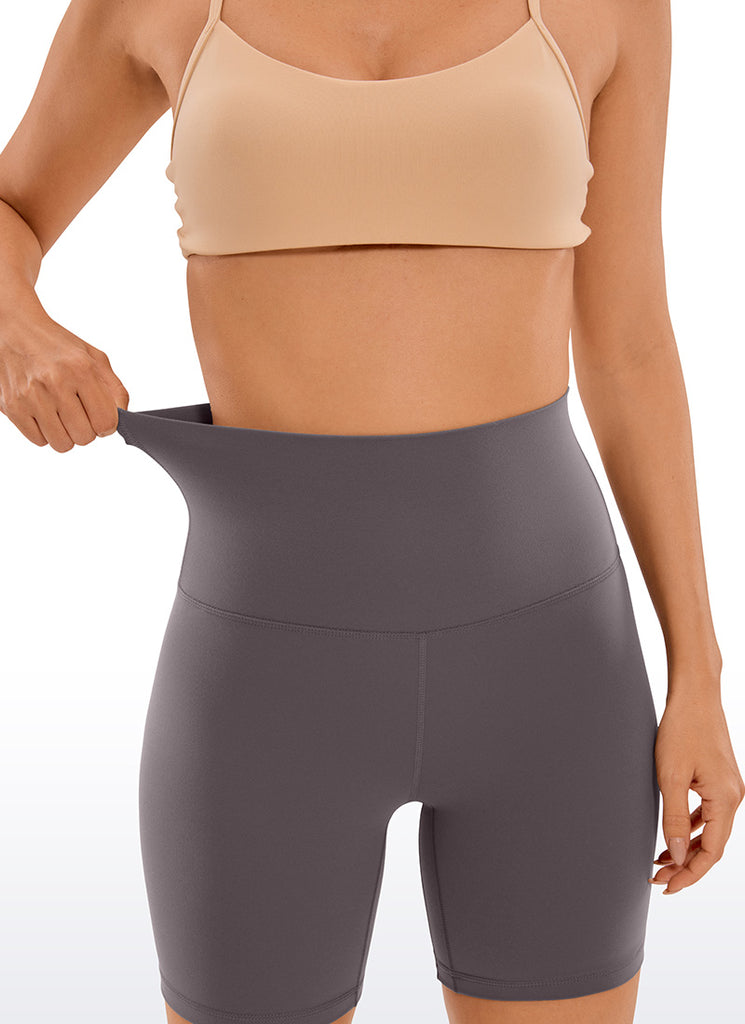 CRZ YOGA Women's Yoga Super High Waist Butterluxe Shorts 6'' Hibiscus Purple