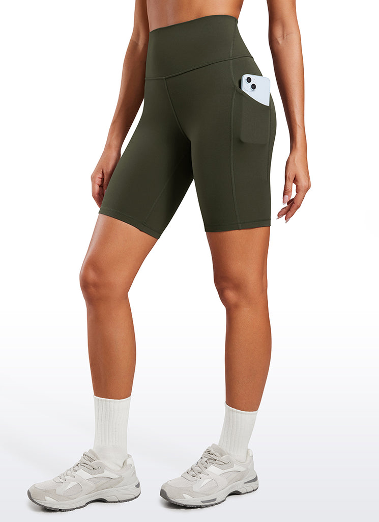 CRZ YOGA Women's Yoga High Rise Biker Butterluxe Pockets Shorts 8'' Tie Dye Smoke Ink