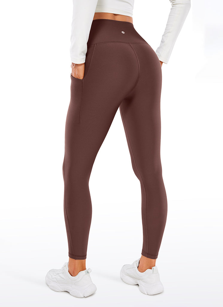 CRZ YOGA Womens Water Resistant Fleece Lined Soft Pockets Leggings 26.5" Taupe