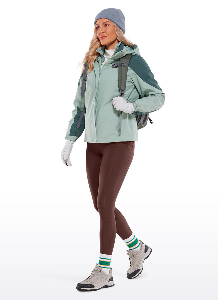 CRZ YOGA Womens Water Resistant Fleece Lined Soft Pockets Leggings 26.5" Taupe