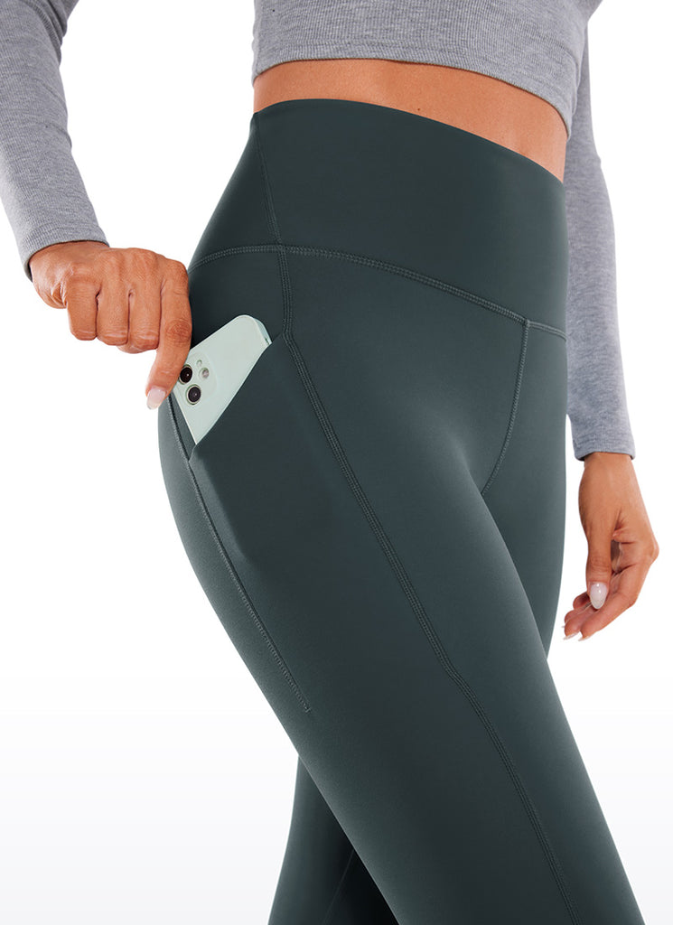 CRZ YOGA Womens Water Resistant Fleece Lined Soft Pockets Leggings 26.5" Melanite