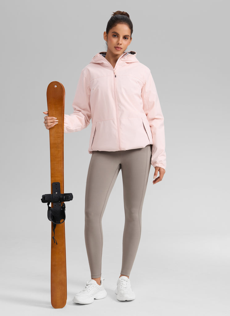 CRZ YOGA Women's Water-resistant Fleece Lined Pocket Leggings 28" Rock grey