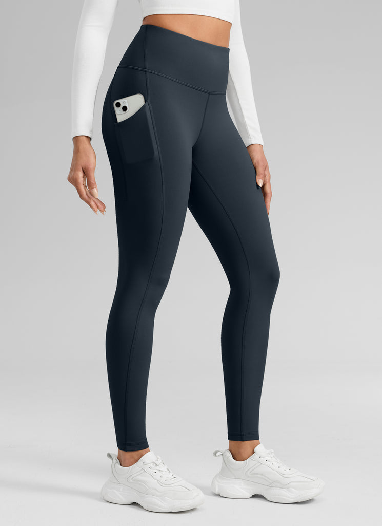 CRZ YOGA Women's Water-resistant Fleece Lined Pocket Leggings 28" Black