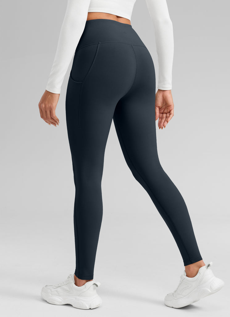 CRZ YOGA Women's Water-resistant Fleece Lined Pocket Leggings 28" Black