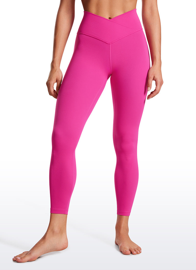CRZ YOGA Women's High Rise Butterluxe Yoga Leggings 25'' V Cross Waist Hibiscus Purple @model_info:Gabri