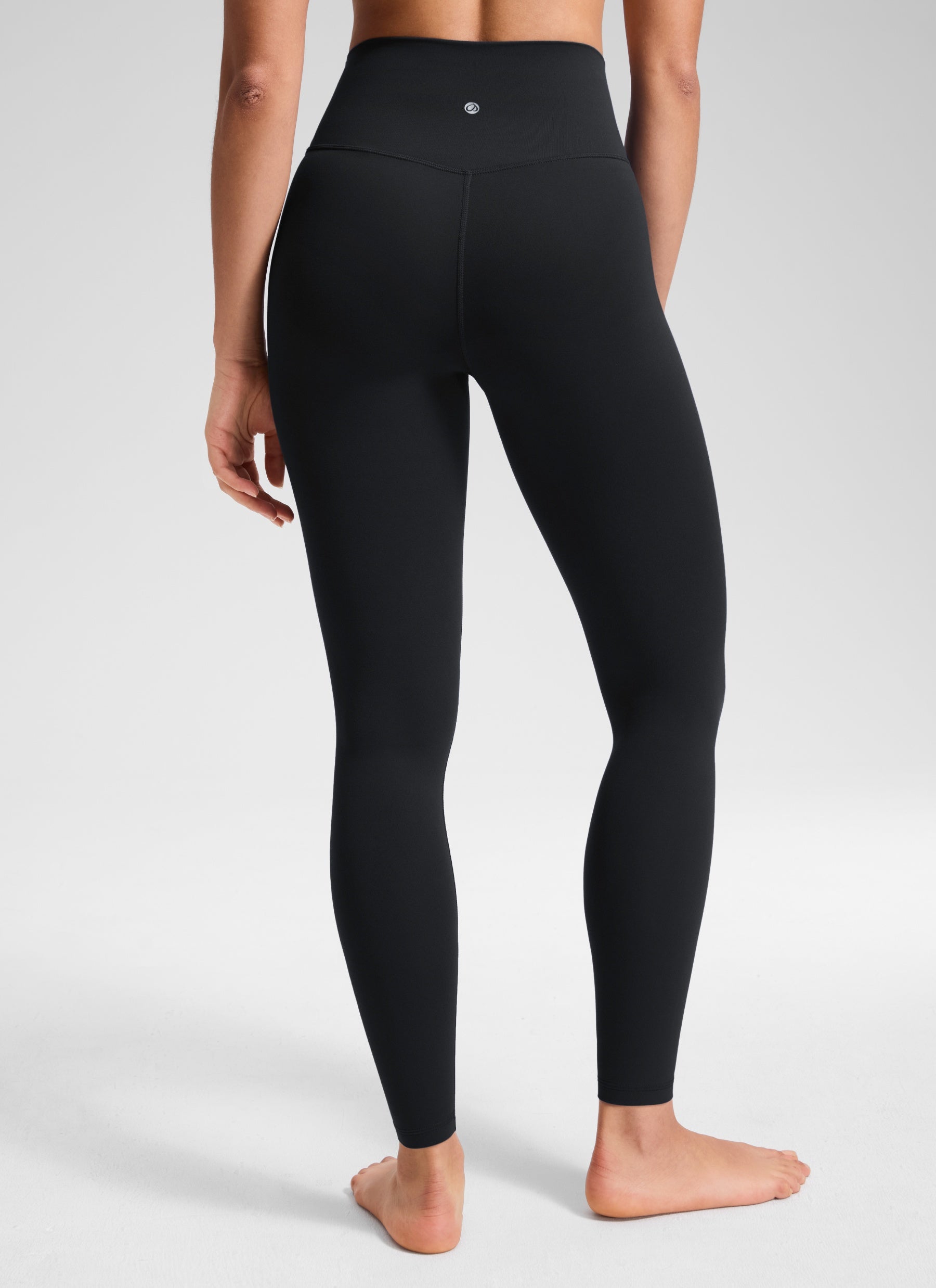 CRZ YOGA Women's High Rise Butterluxe Yoga Leggings 28'' V Cross Waist Black @model_info:Fiona